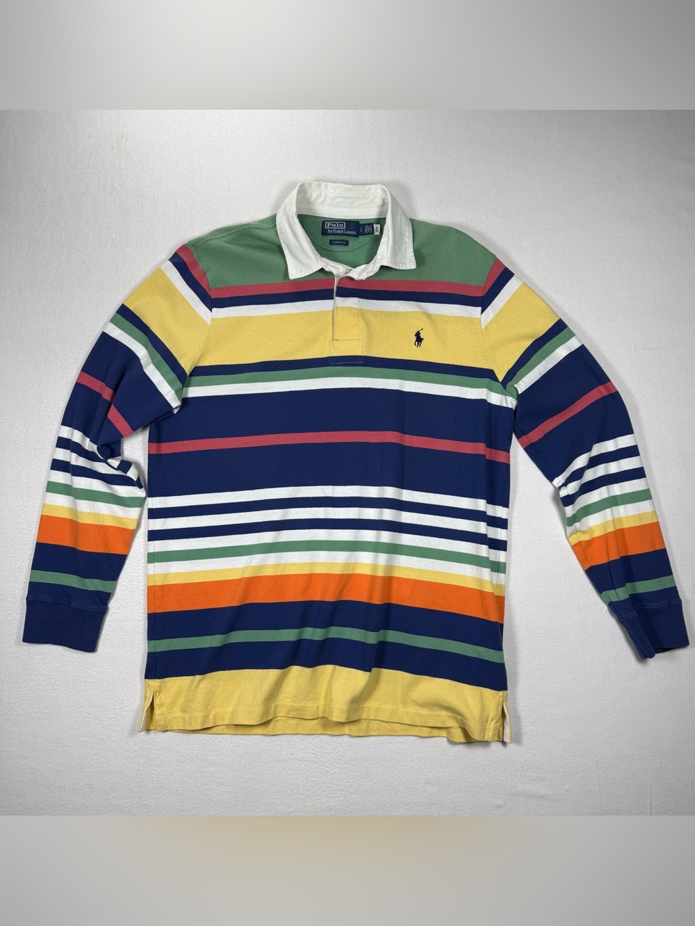 Vintage Polo Ralph Lauren Rugby Shirt Mens L Striped Ivy League Logo 90s